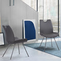 Grey Faux Leather Dining Chair Set of 2 Q386660