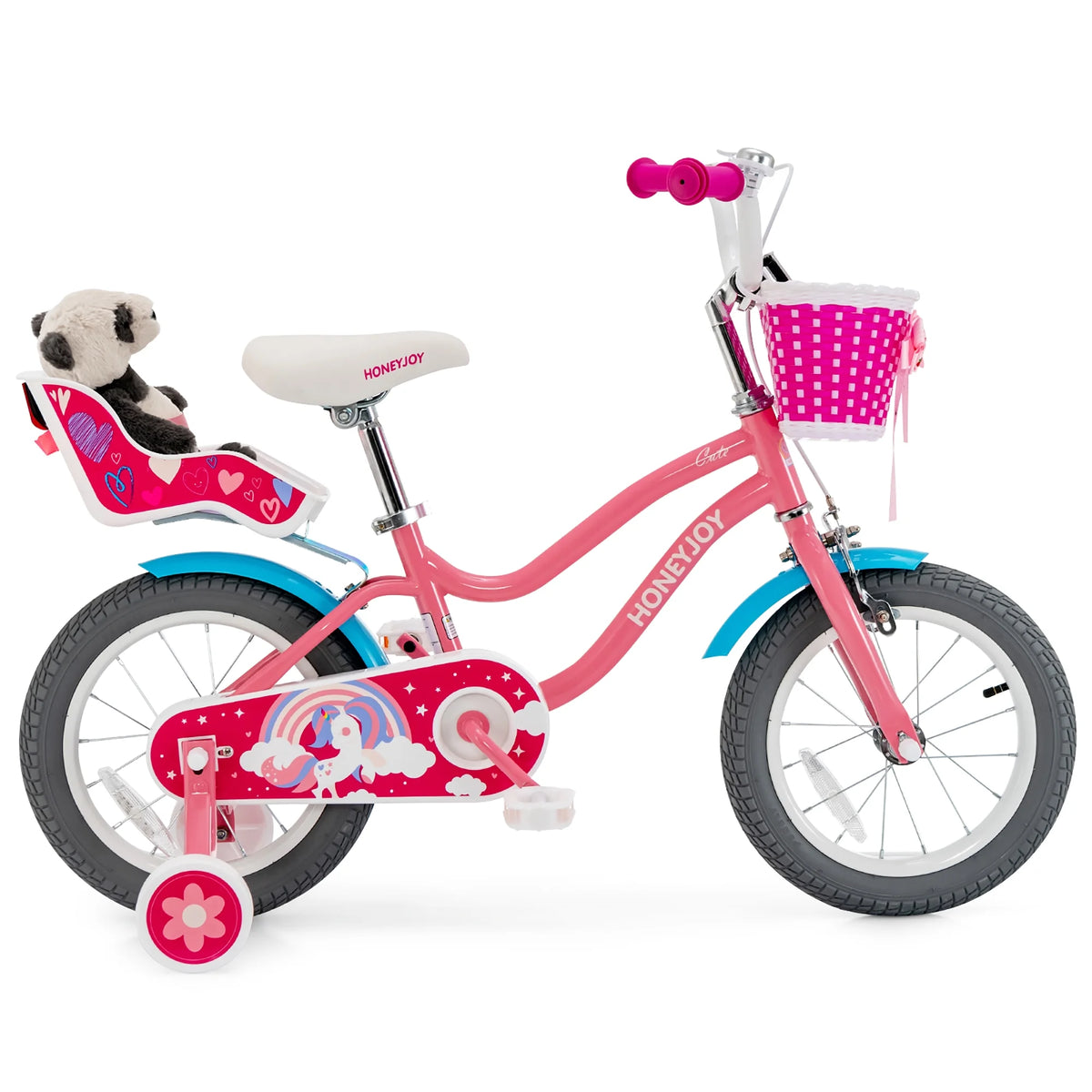 14 Inches Kids Bicycle with Training Wheels Pink Q291