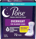 Overnight Incontinence & Postpartum Pads, 8 Drop Extra Coverage, 72 Count K4139