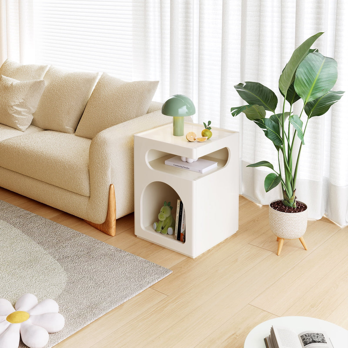 Modern Side Table with Storage Shelf X6357