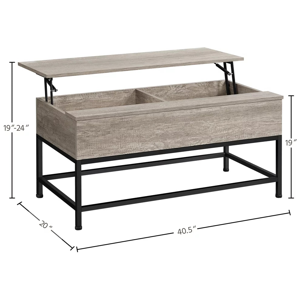 Rustic Gray Wood and Metal Lift Top Coffee Table S174230