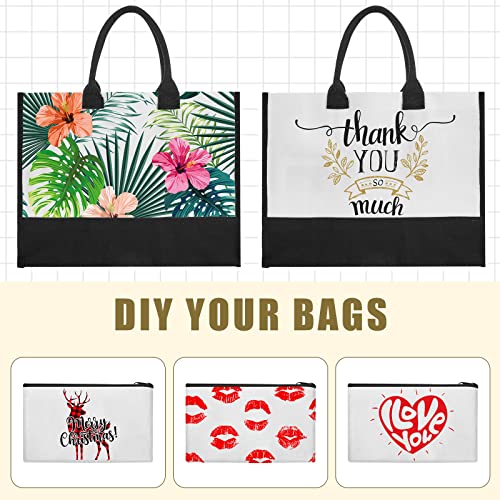 24 Pcs Black White Canvas Tote Bag Set D33751
