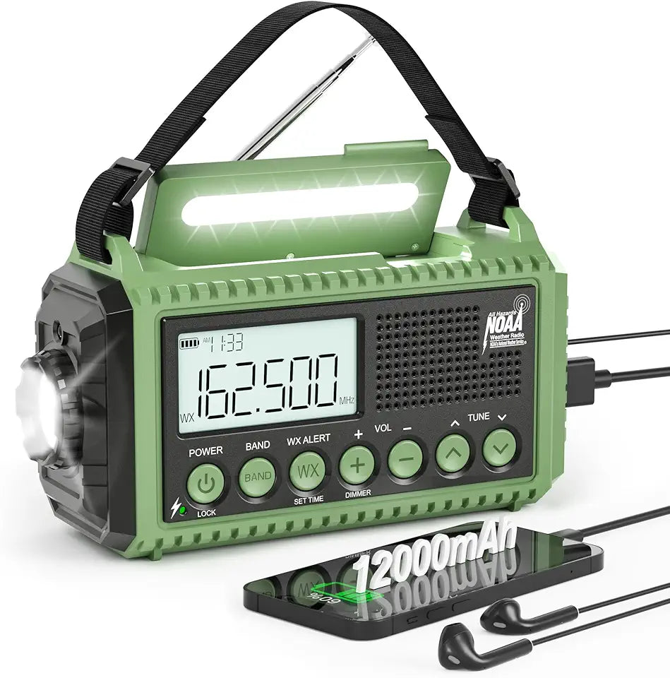 12000mAh Solar Hand Crank AM/FM Shortwave Emergency Radio J526
