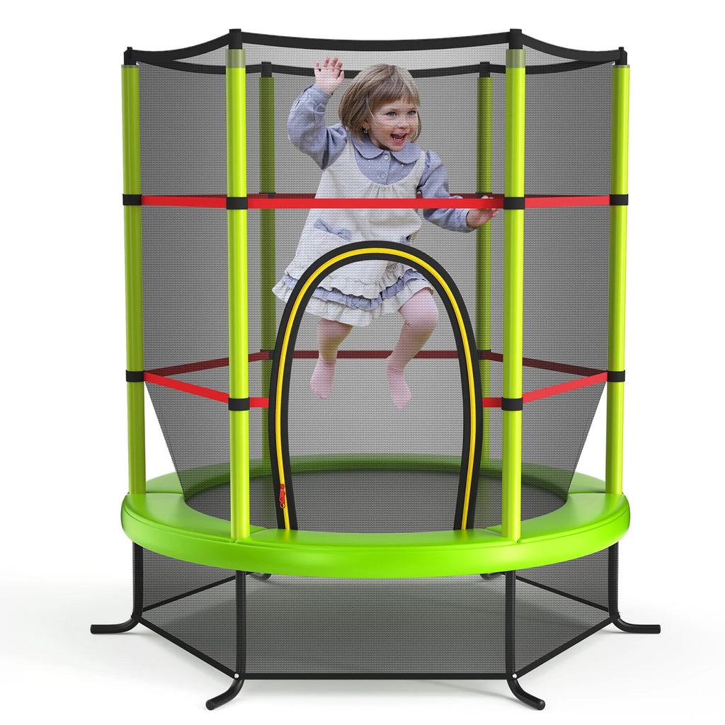55 Kids Trampoline with Enclosure Net Green P752