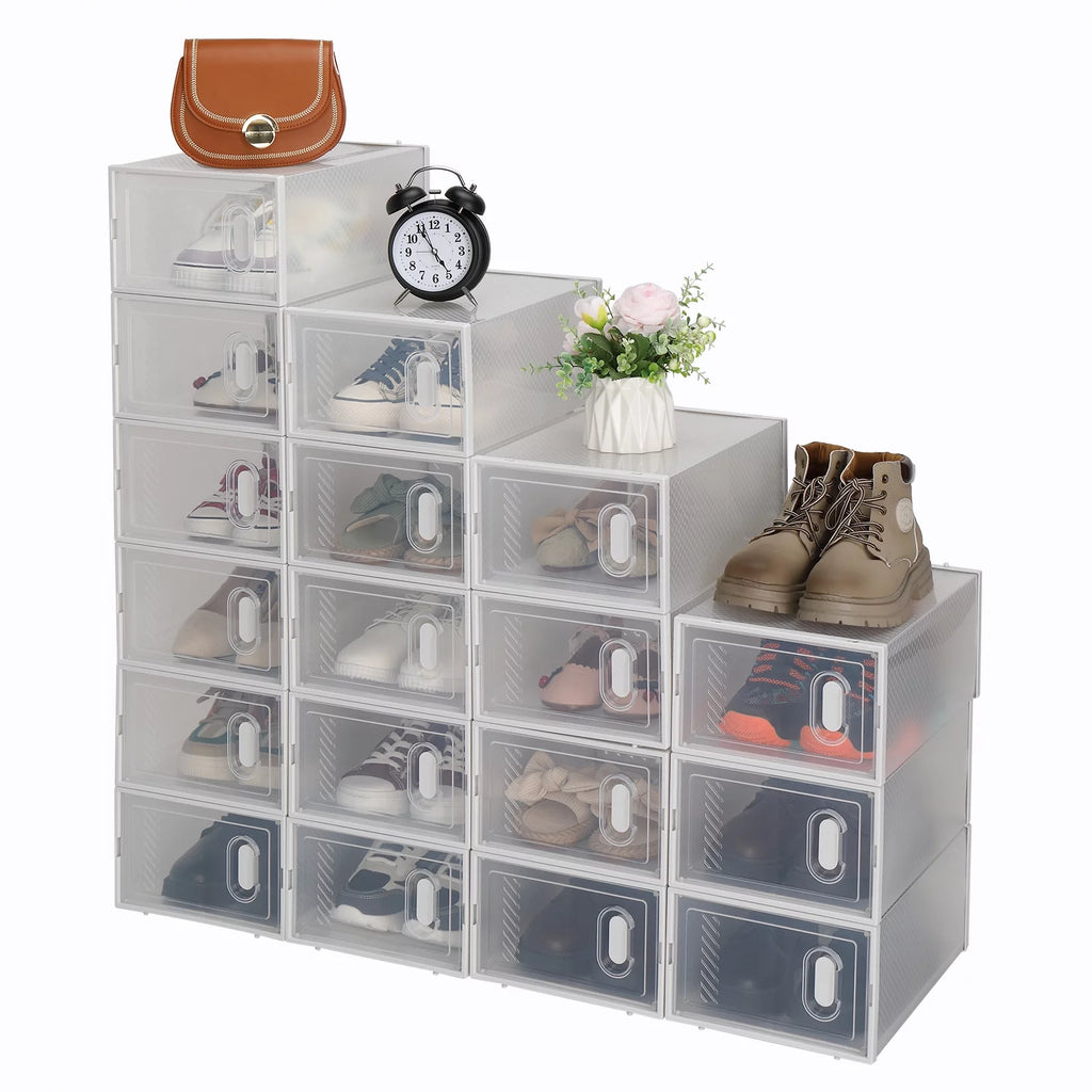 White Stackable Plastic Lidded Storage Boxes H669640