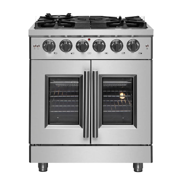 30″ Freestanding French Door Dual Fuel Range with 5 Burners A722234