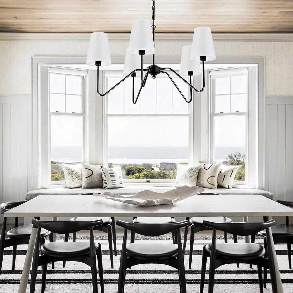 Modern 5-Arm Chandelier with White Shade M88838