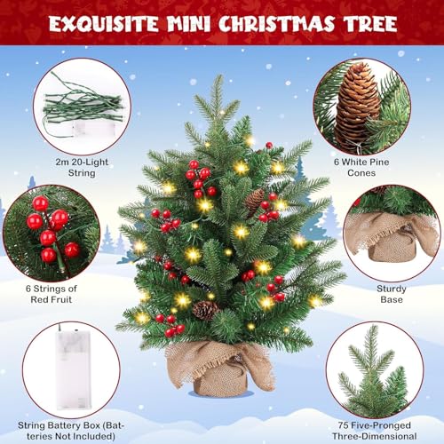 20 inch Small Christmas Tree with Lights Y553865