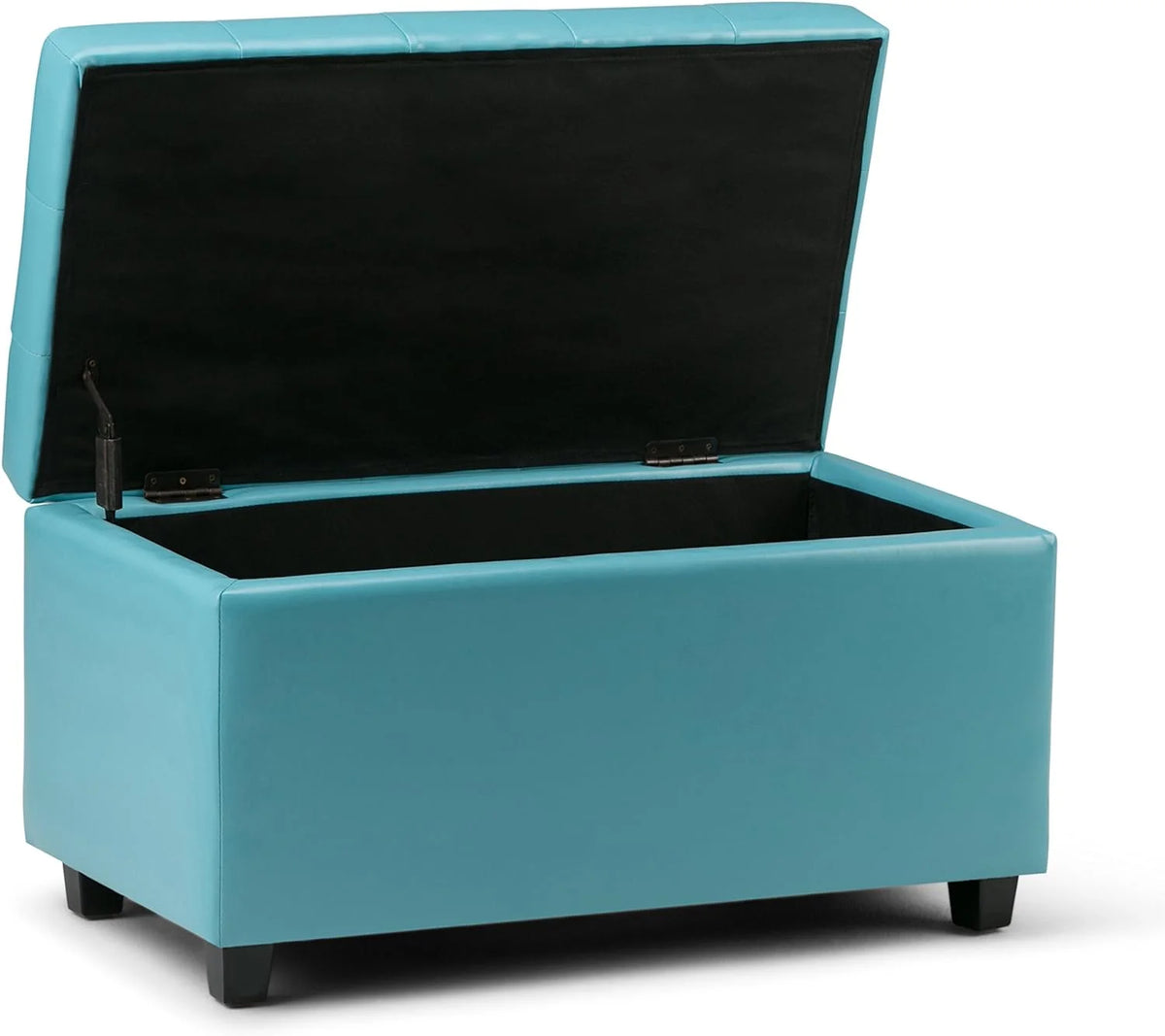 Soft Blue Tufted Faux Leather Lift Top Storage Ottoman I55996