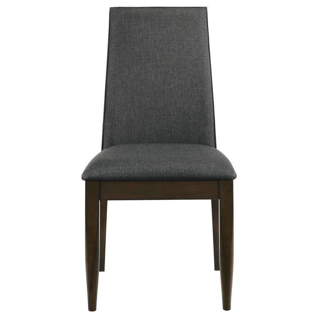 Upholstered Side Chair Set of 2 Grey Dark Walnut I129350