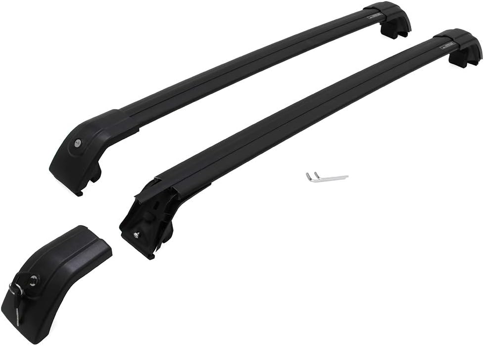 Black Adjustable Lockable Roof Rack Side Rails Cross Bars R883896