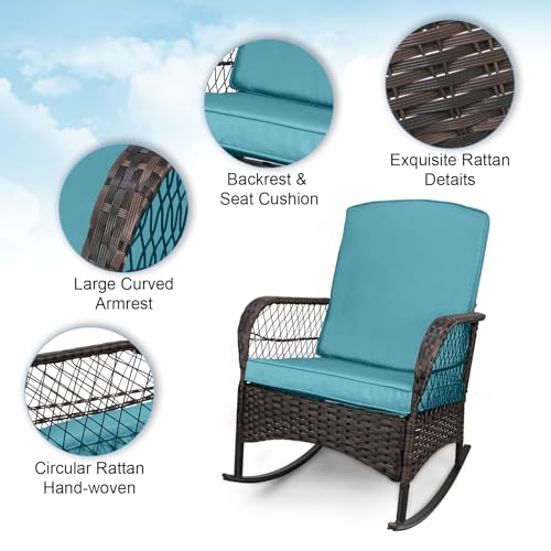 3 pcs PE Wicker Outdoor Rocking Chairs W519346