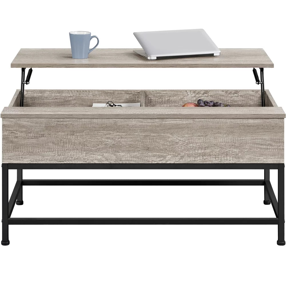 Rustic Gray Wood and Metal Lift Top Coffee Table S174230