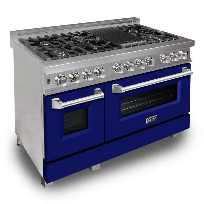 48 in. Gas Burner Electric Oven Range with Blue Matte Door R686857