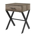 1 Drawer Metal and Wood Side Table V568