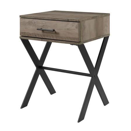 1 Drawer Metal and Wood Side Table V568