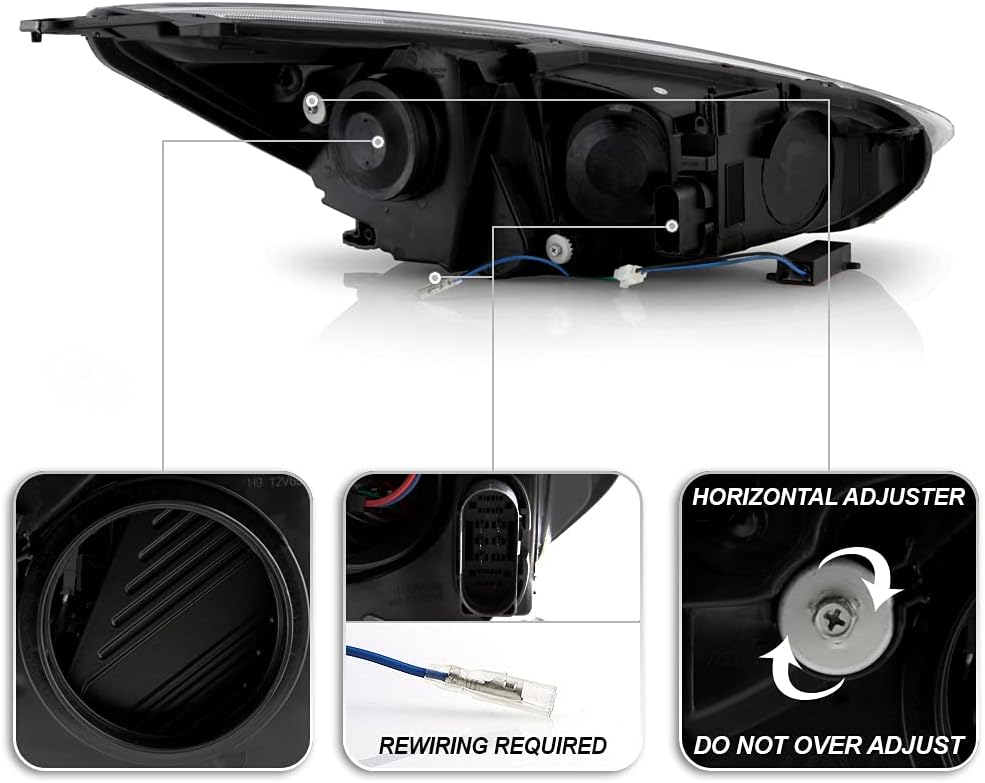 2015-2018 Ford Focus Black LED Projector Headlights W2707