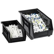 Plastic Stack & Hang Bin Boxes Black 6/Case P62209