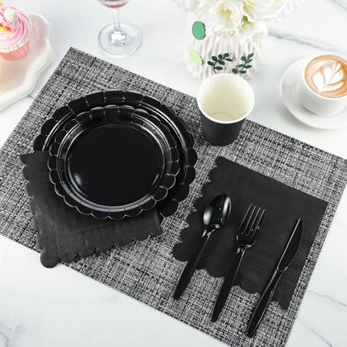 White Paper Plates and Napkins 350 Pcs Party Supplies Set V835