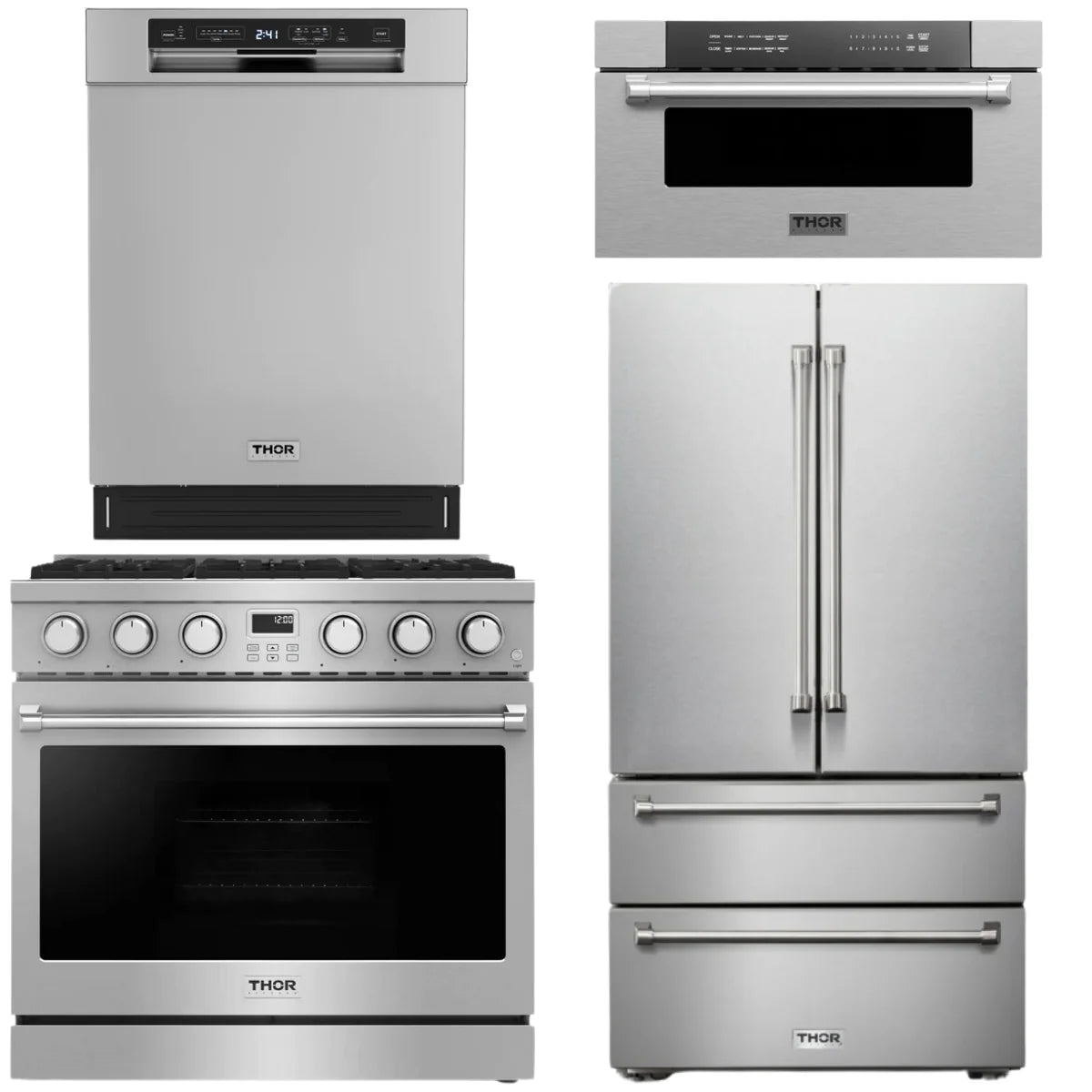 36 Gas Range, Refrigerator, Dishwasher and Microwave I40425