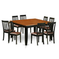 Black 9 Piece Faux Leather Dining Room Table Set Z55143