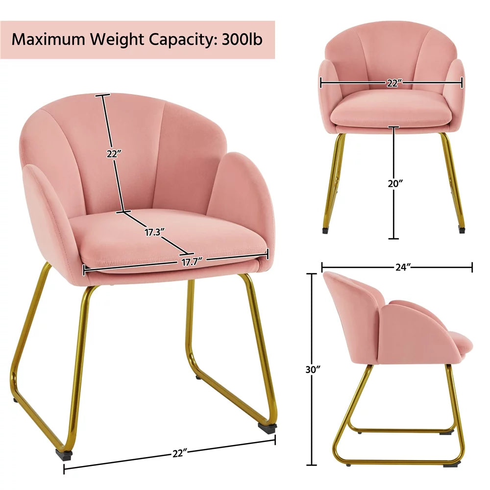 Velvet Dining Chair with Golden Metal Legs Y443571