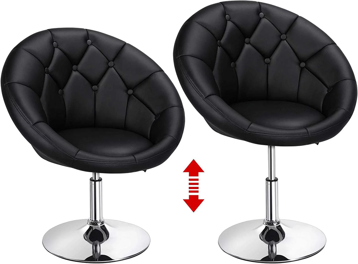Adjustable Swivel Round Leather Chair with Wheels L659433