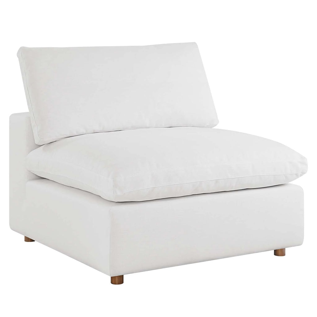 White Down Filled Overstuffed Armless Chair I742711