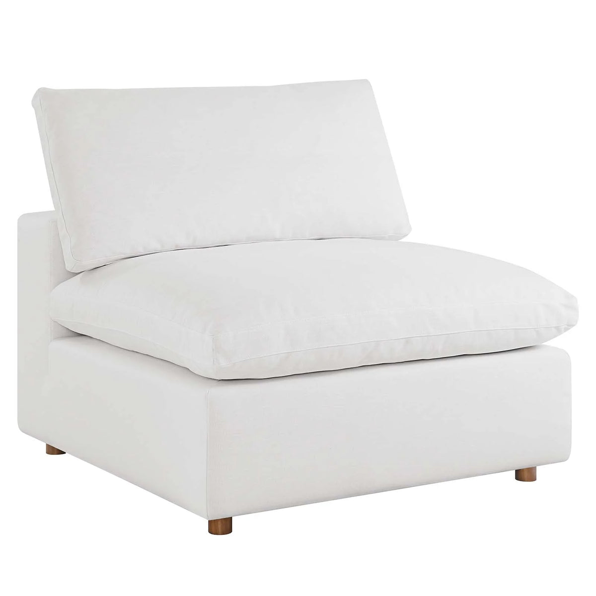 White Down Filled Overstuffed Armless Chair I742711