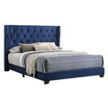 Navy Blue Velvet Tufted Full Size Bed Z231