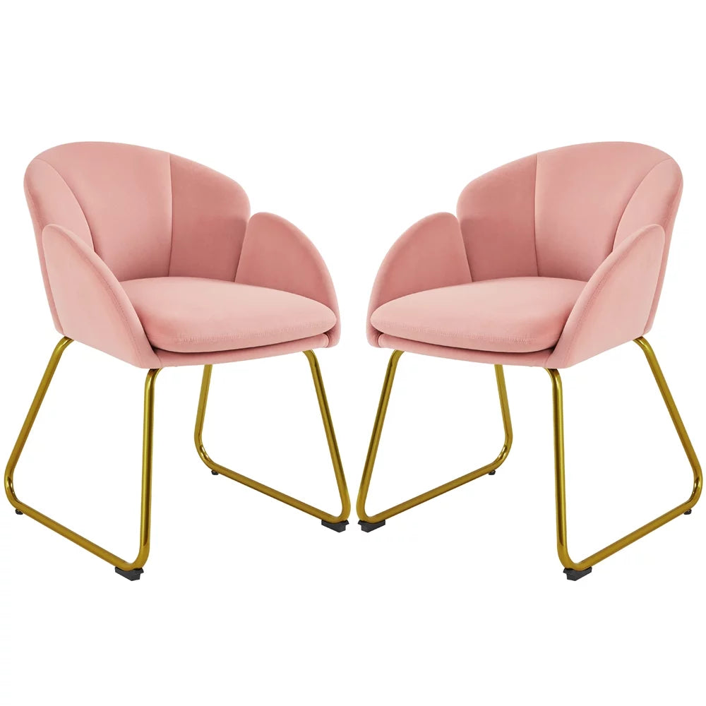 Velvet Dining Chair with Golden Metal Legs Y443571