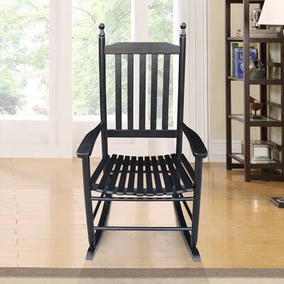 Black Wooden Porch Rocker Chair H617896