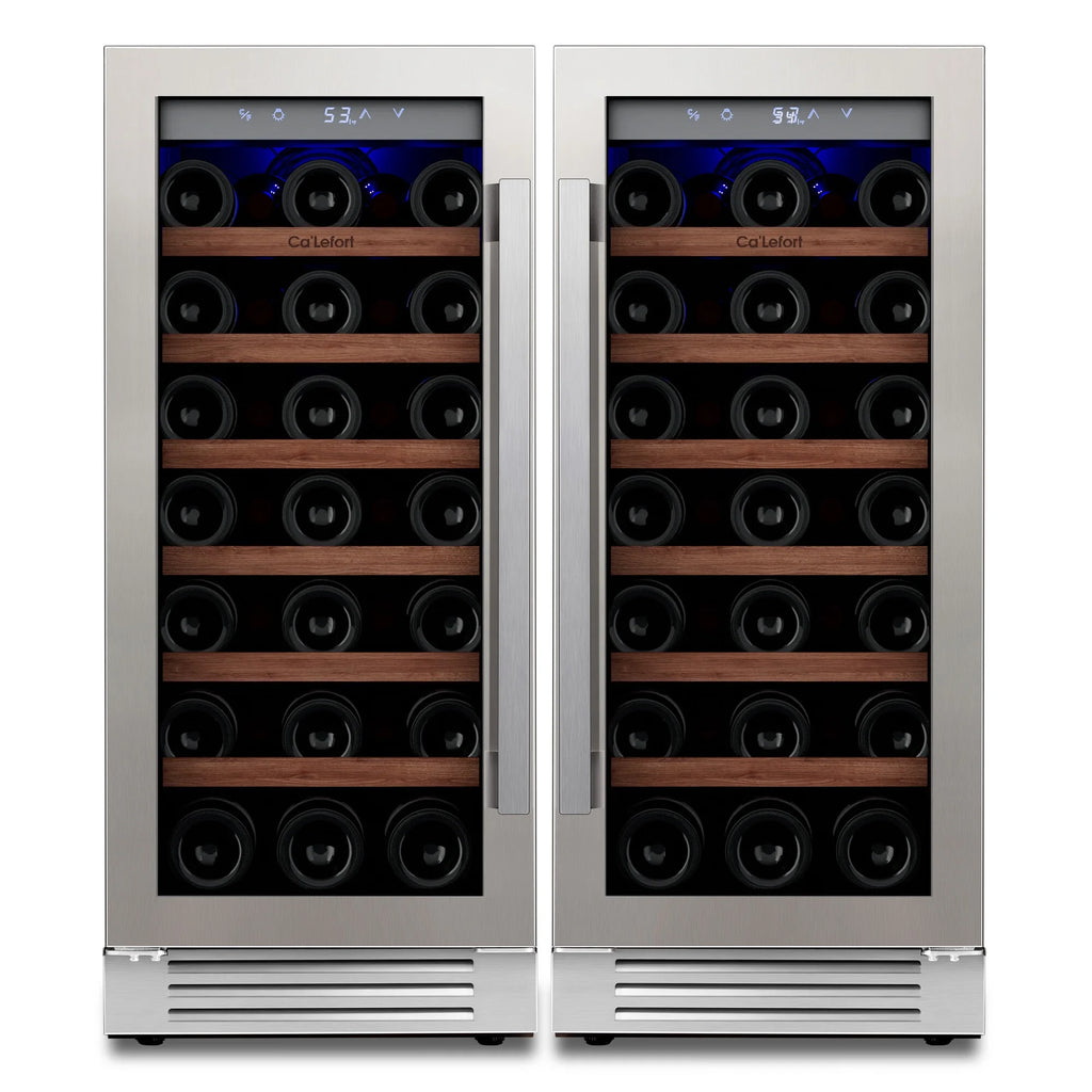 30 inch 66 Bottle Dual Zone Stainless Steel Wine Cooler Refrigerator O8972