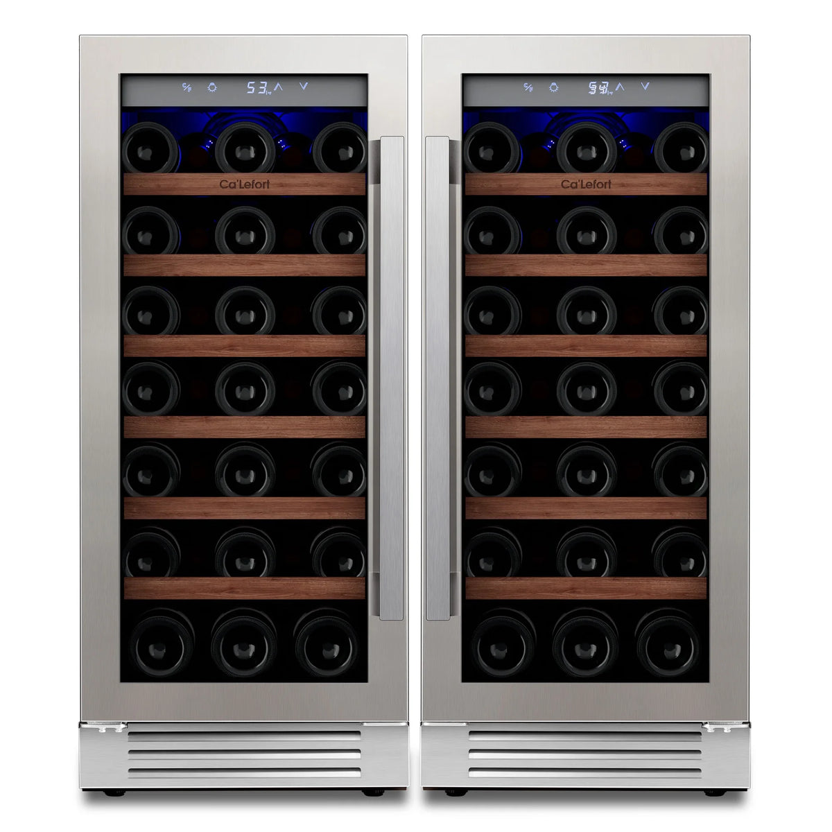 30 inch 66 Bottle Dual Zone Stainless Steel Wine Cooler Refrigerator O8972