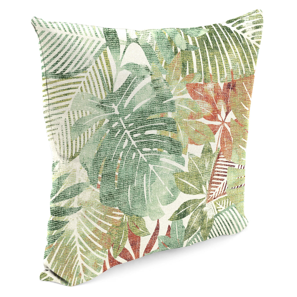 Almond Green Leaves Square Outdoor Throw Pillow 2 Pack I5009