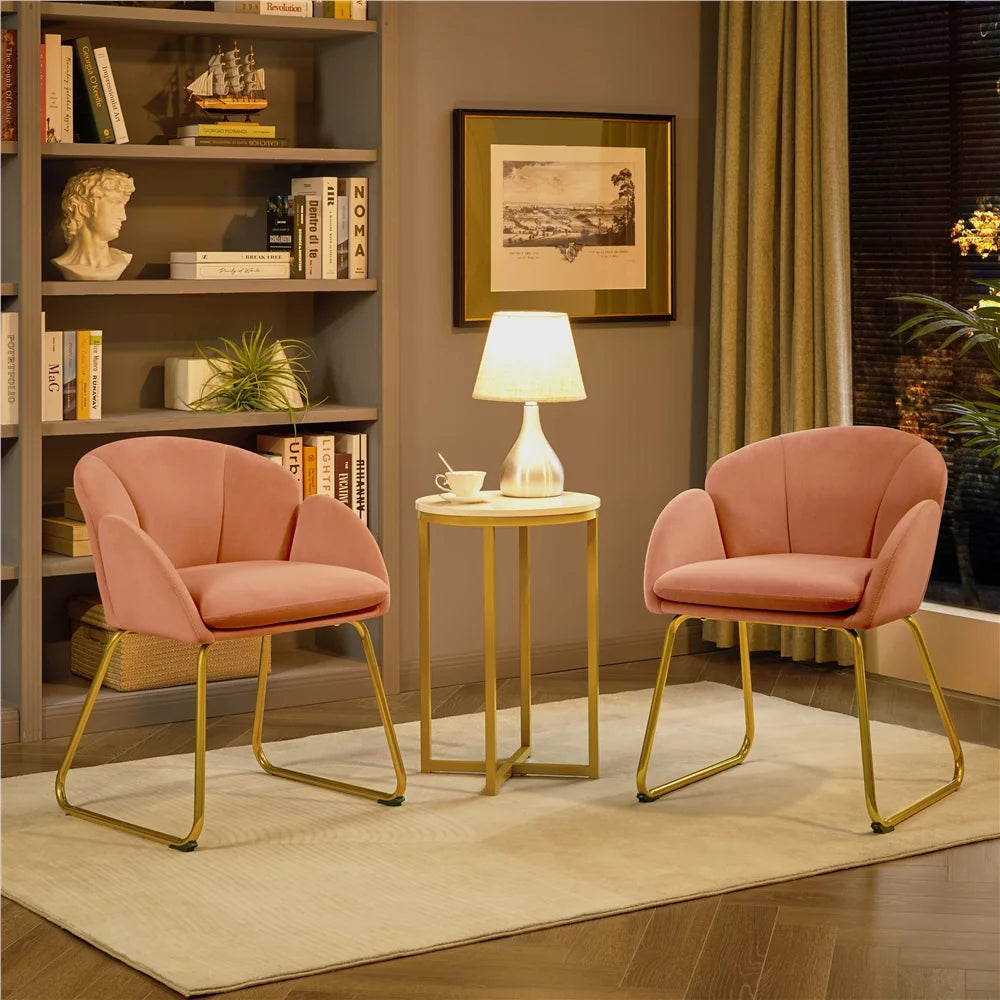 Velvet Dining Chair with Golden Metal Legs Y443571
