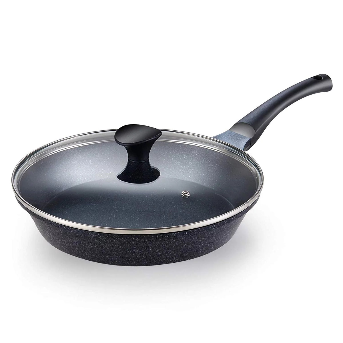 Nonstick Marble Coating Saute Fry Pan with Lid, 12-inch H409