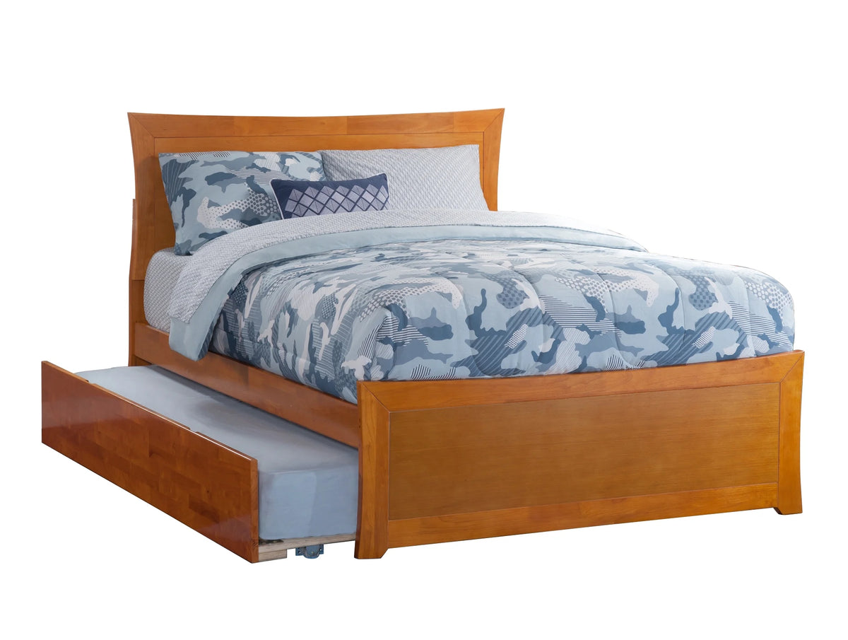 Caramel Full Platform Bed with Twin Size Trundle Bed C78010