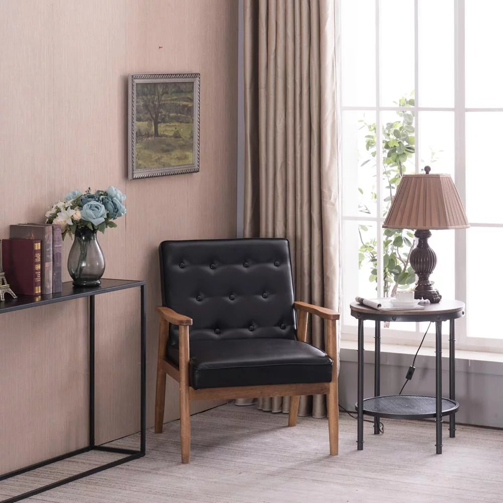 Black Faux Leather Accent Chair F823