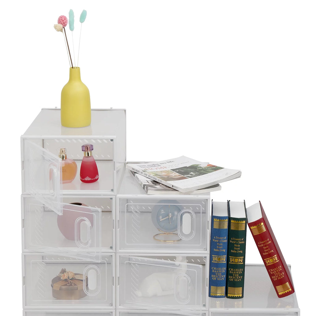 White Stackable Plastic Lidded Storage Boxes H669640