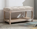 Black Tufted Wood Entryway Bench L8870