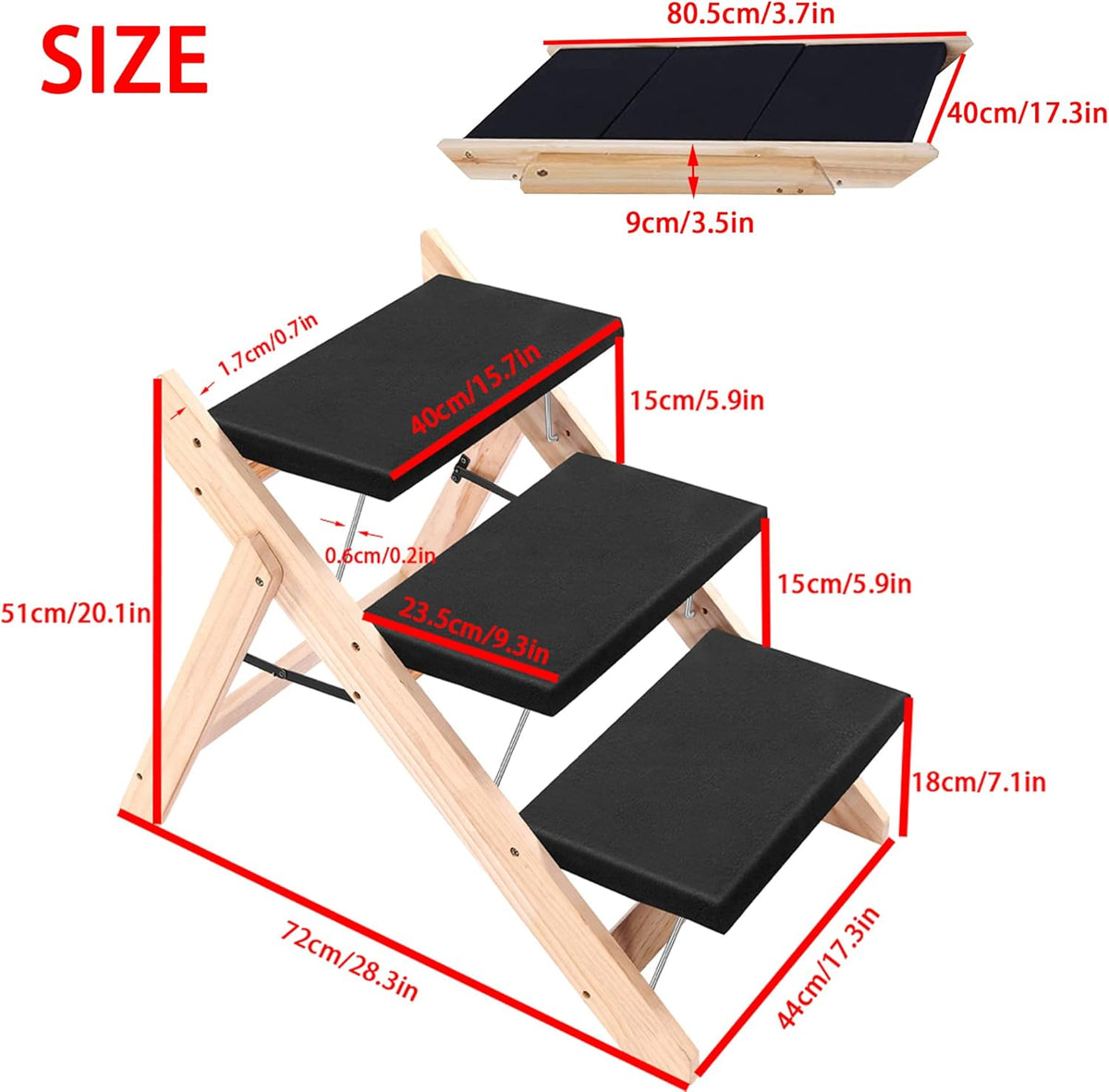 Foldable Wood Pet Stairs and Ramp R357012