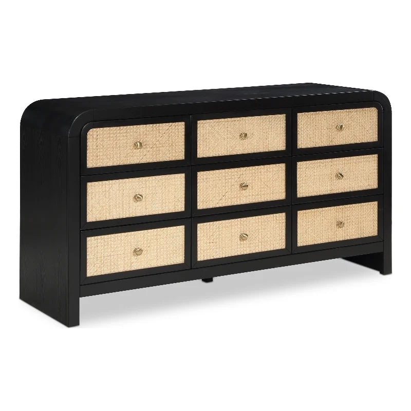 Black Ash Wood and Natural Cane Dresser D2268