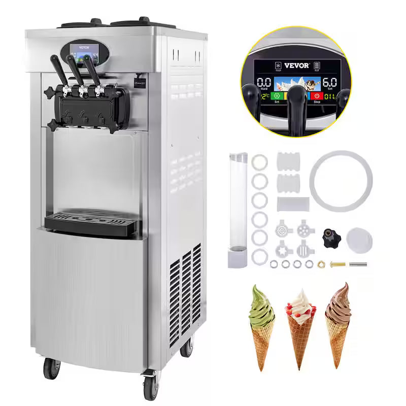 Commercial Soft Ice Cream Maker 3 Flavors 2200 W P40543