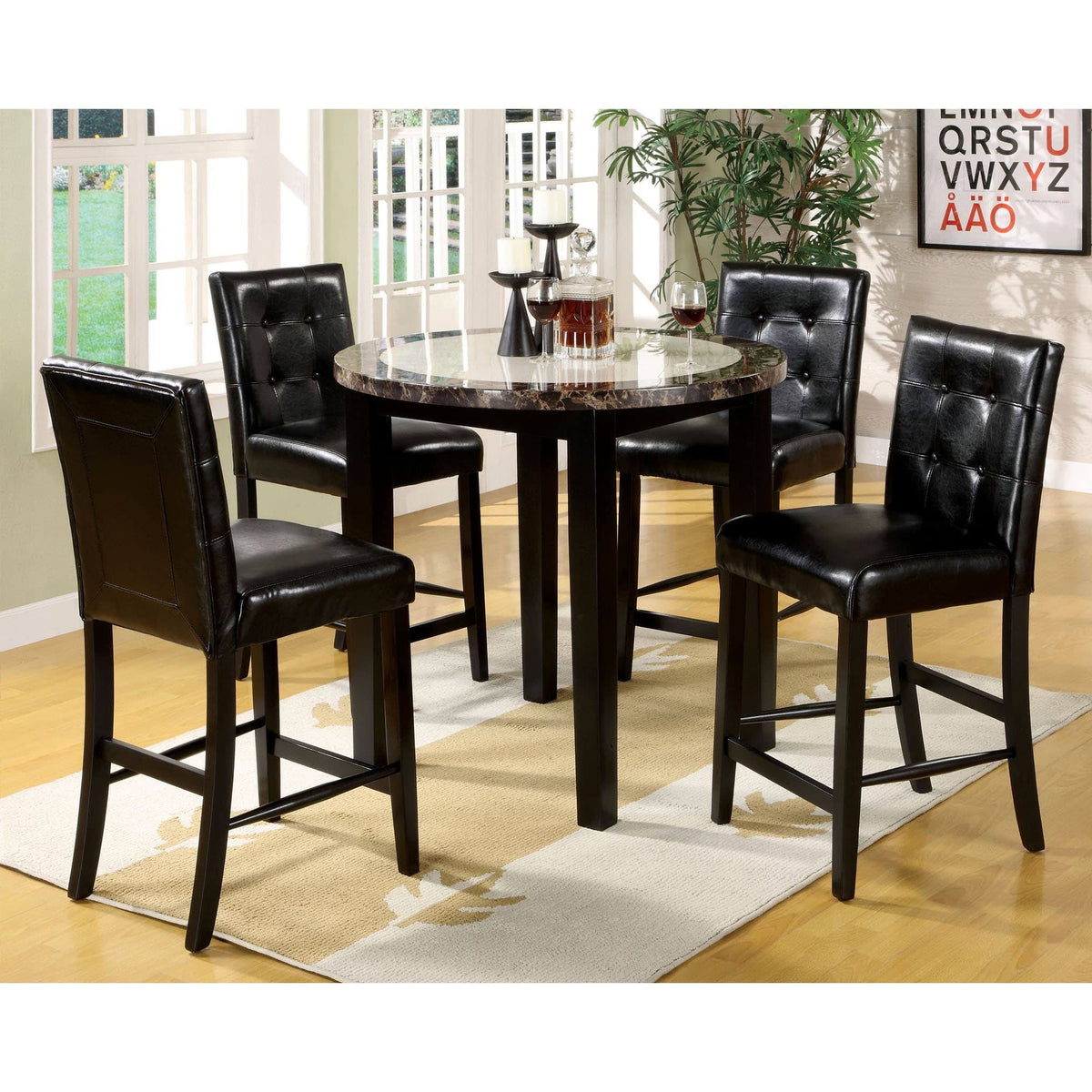 Black 5-Piece Round Pub Set J447