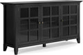 62 inch Rustic Solid Wood Storage Cabinet with 3 Tempered Glass Doors W44122