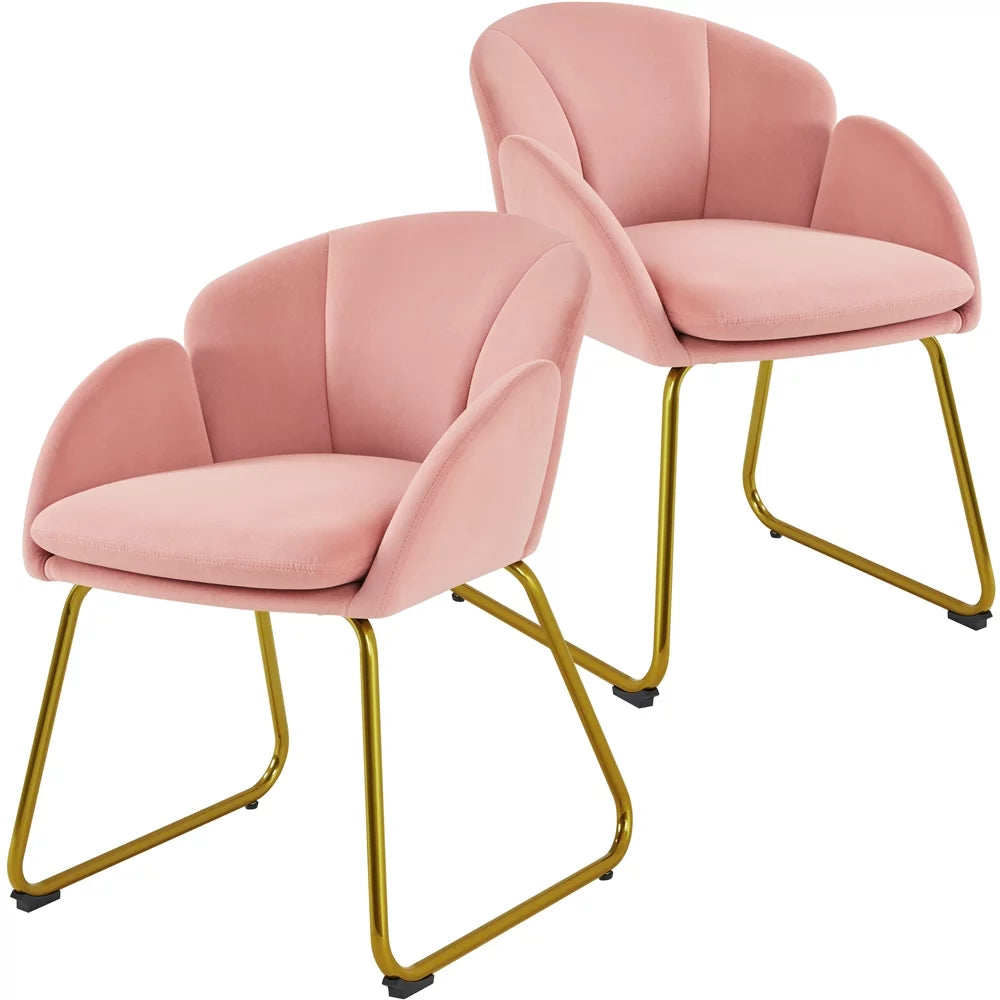 Velvet Dining Chair with Golden Metal Legs Y443571
