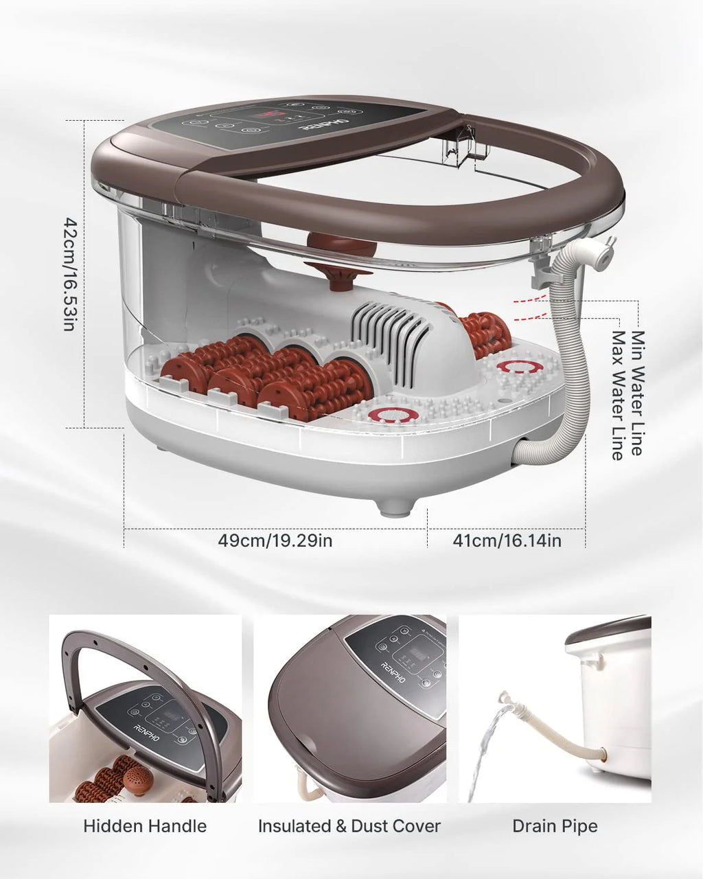 Foot Spa Bath Massager with Heat Bubbles Massage & Jets F675