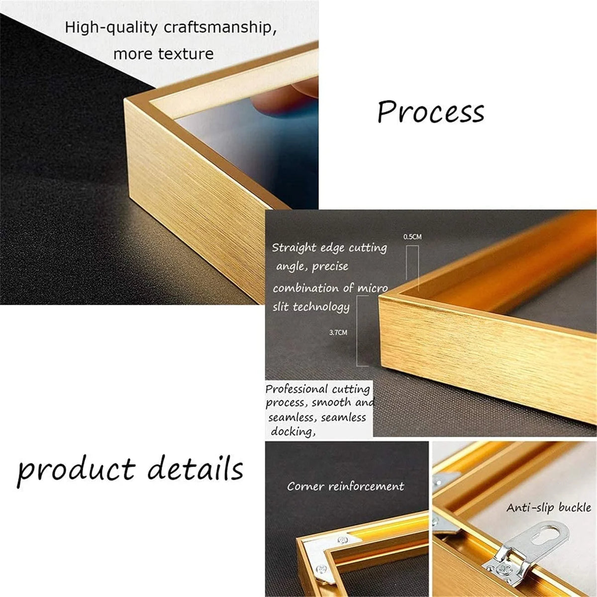 Abstract Wall Art Gold Canvas Painting with Aluminum Alloy Frame R3821