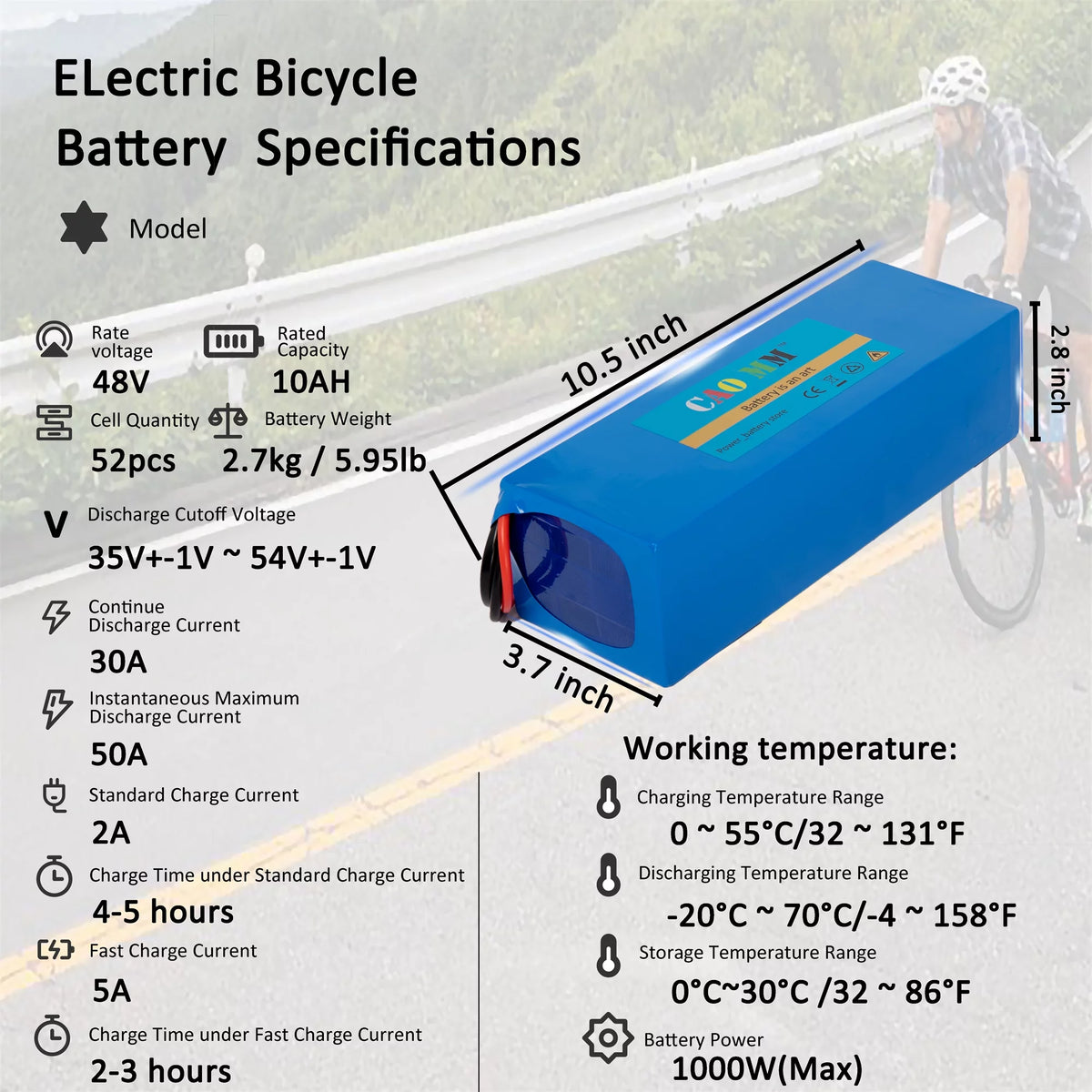 48V 8Ah Lithium Battery with Charger P4452